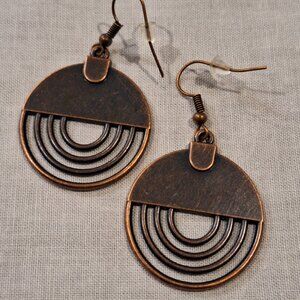 Bronze Metal Dangle Earrings
